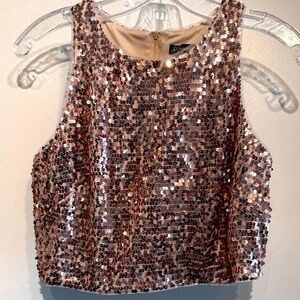 Adrianna Papell Rose Gold Sequin crop Top
